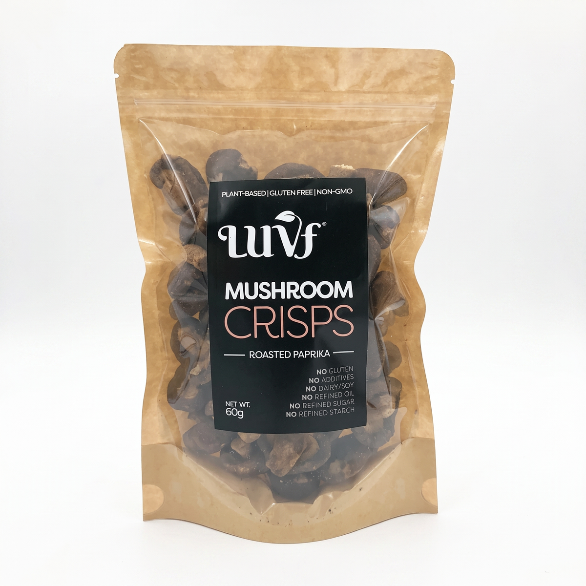 LUVF, Mushroom Crisps pouch, front