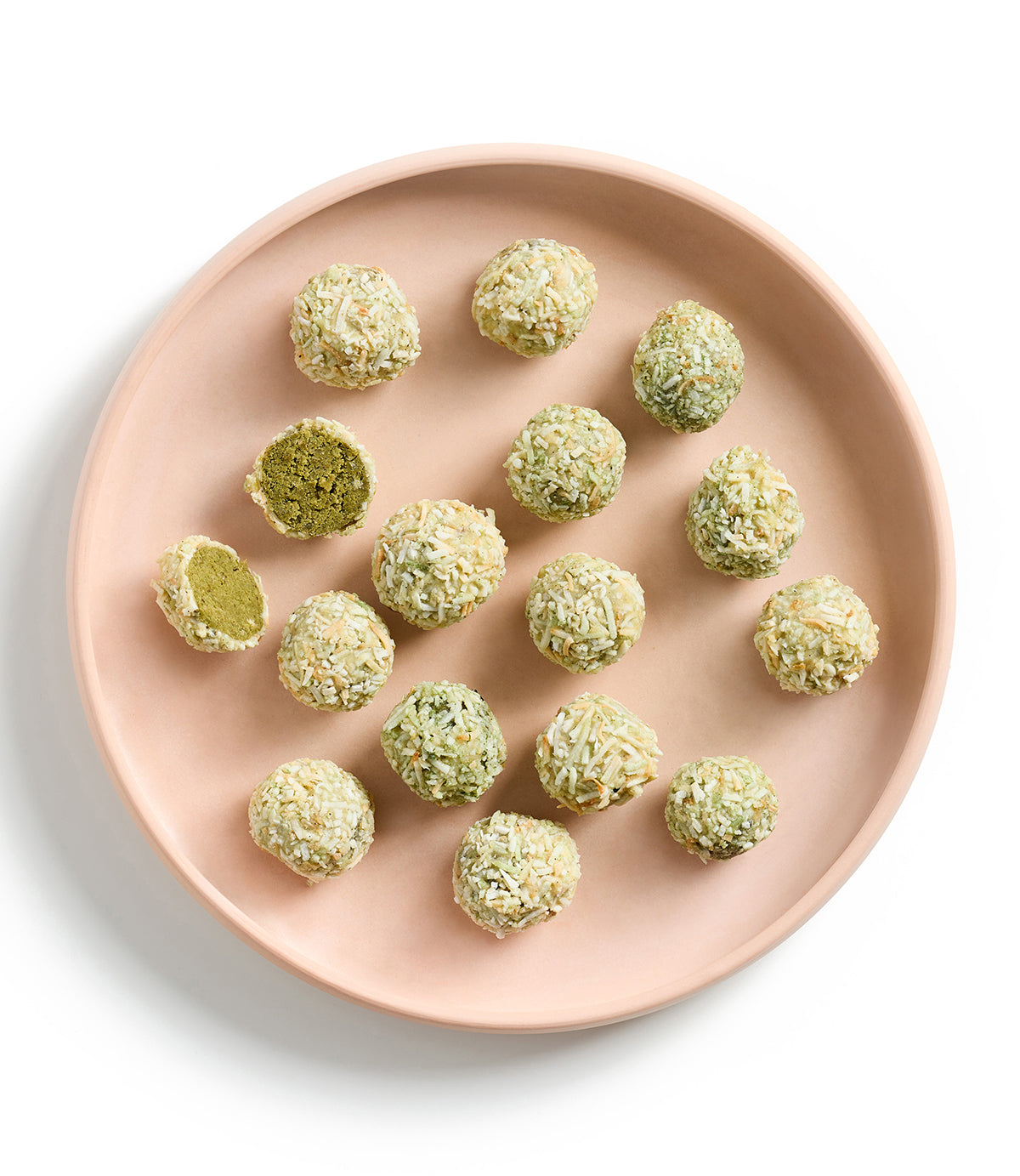 Vegan Toasted Coconut & Pandan Protein Truffle — plated