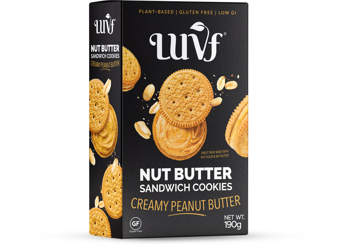 LUVF, Nut Butter Sandwich Cookies Creamy Peanut Butter 190 g
