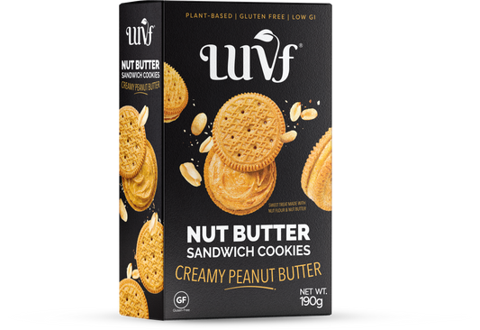 LUVF, Nut Butter Sandwich Cookies Creamy Peanut Butter 190 g