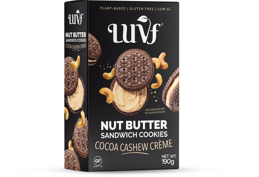 LUVF, Nut Butter Sandwich Cookies Cocoa Cashew Créme, 190 g