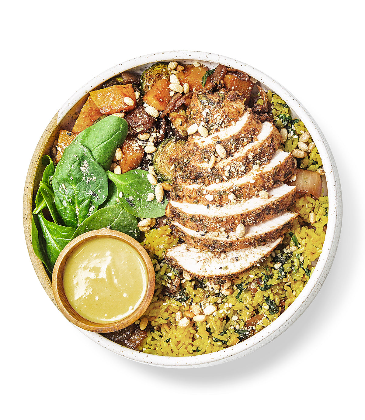 Turmeric Tahini Saffron Rice Bowl + Golden Sumac Chicken