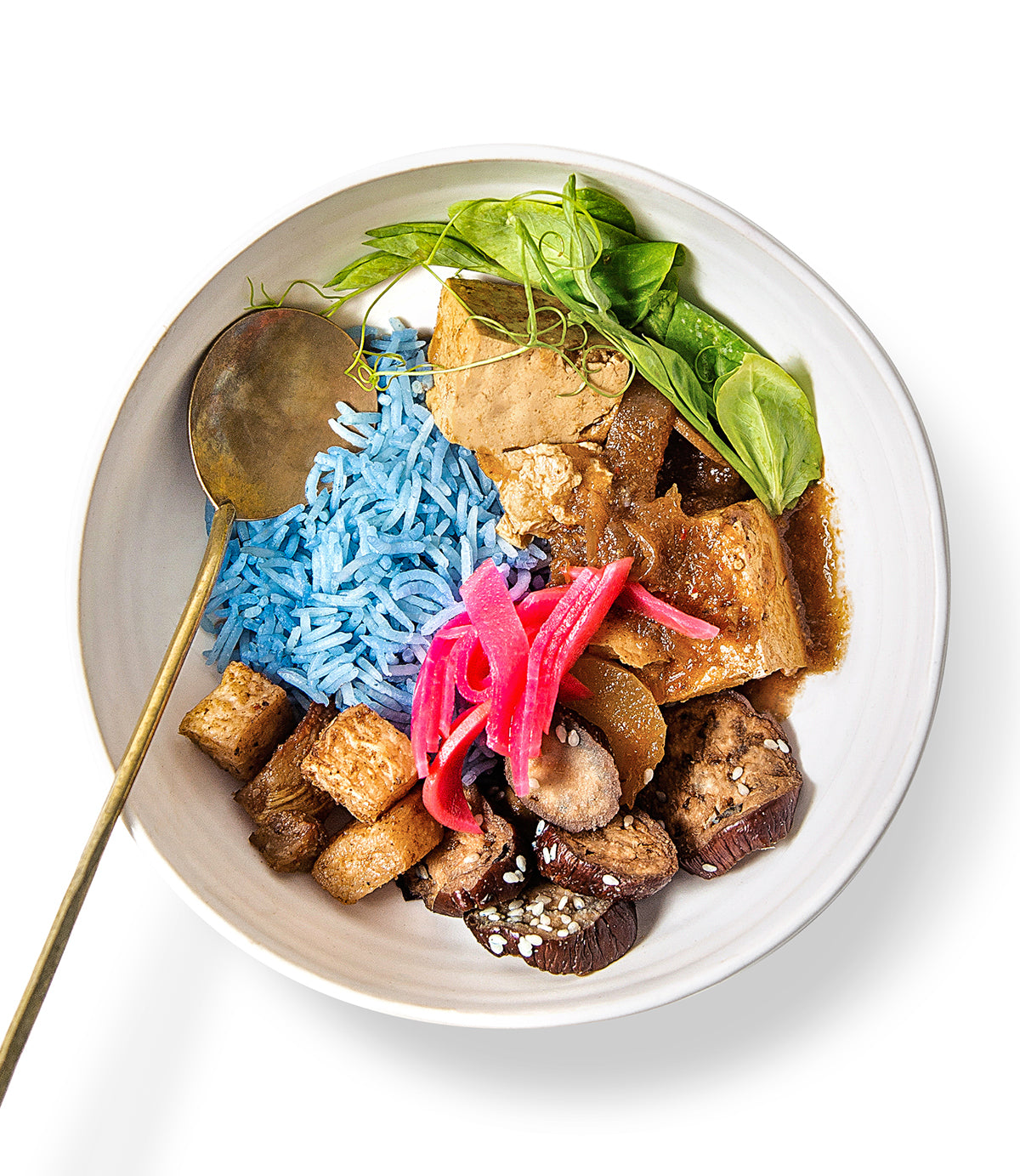 Japanese Tofu Curry + Blue Coconut Rice