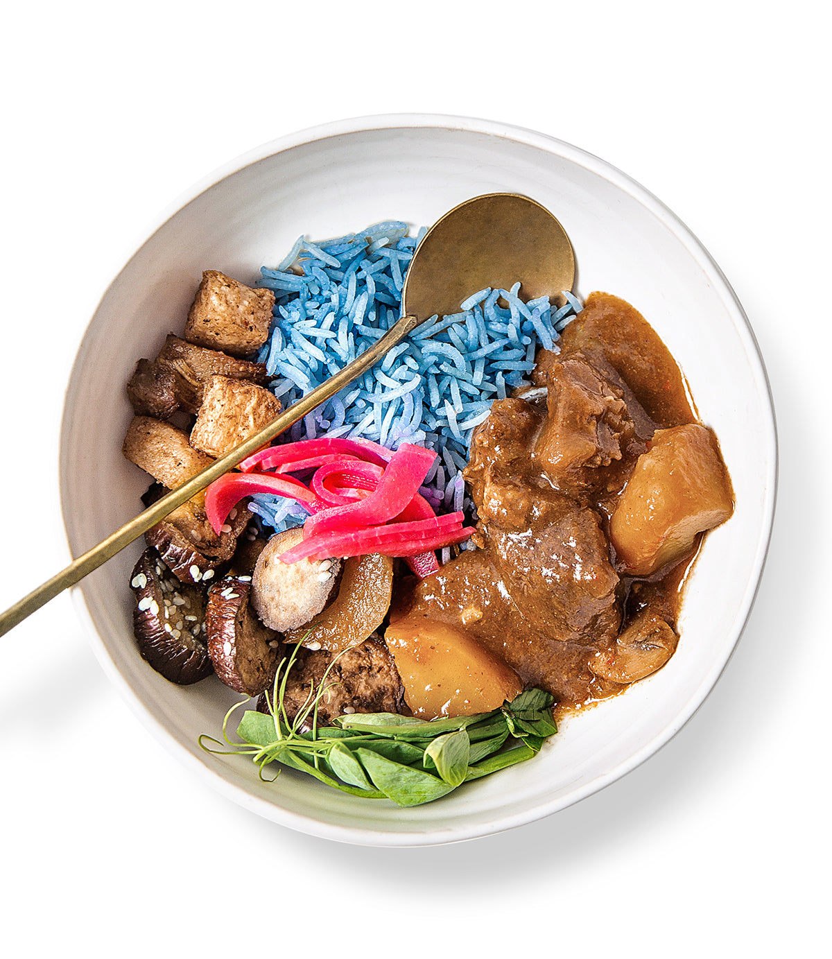Japanese Beef Curry + Blue Coconut Rice