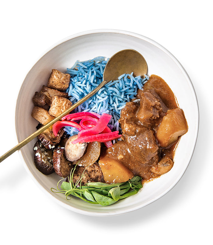Japanese Beef Curry + Blue Coconut Rice