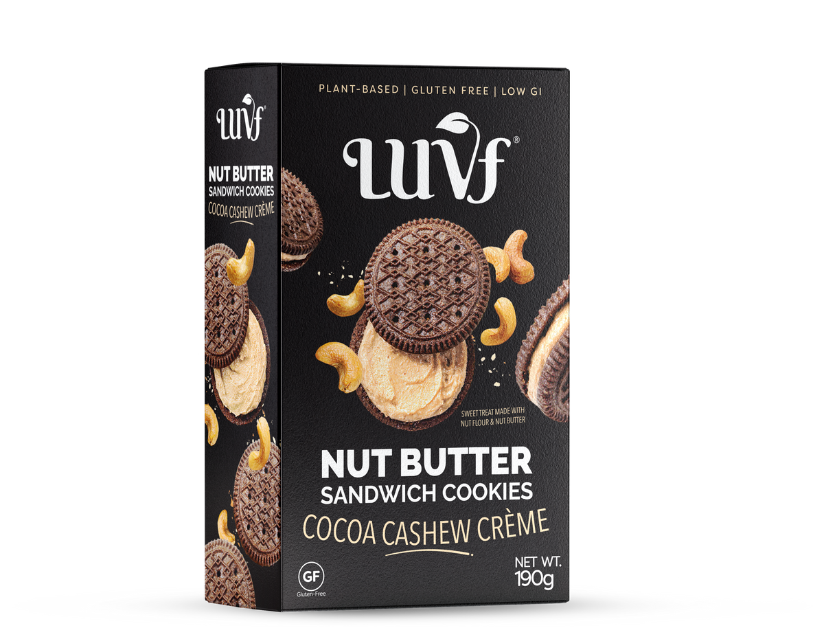 LUVF, Nut Butter Sandwich Cookies Cocoa Cashew Créme, 190 g