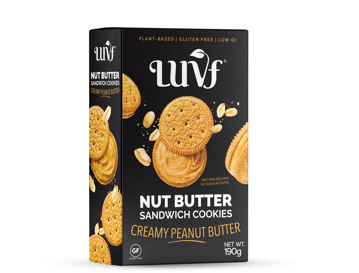 LUVF, Nut Butter Sandwich Cookies Creamy Peanut Butter 190 g